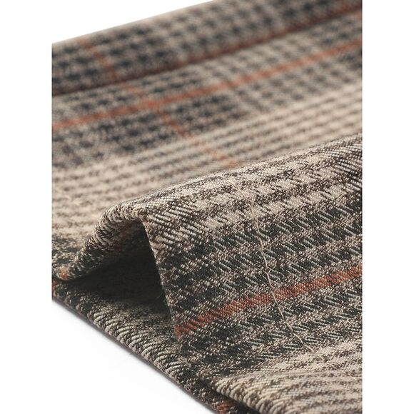 Plaid Pants Elastic Waist Casual Work Office Long Trousers Beige Black - Picture 5 of 5